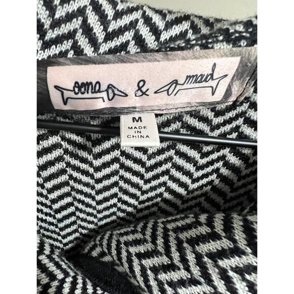 oona & maud Anthropologie Herringbone  Zip Front Sweater Med - Picture 3 of 5